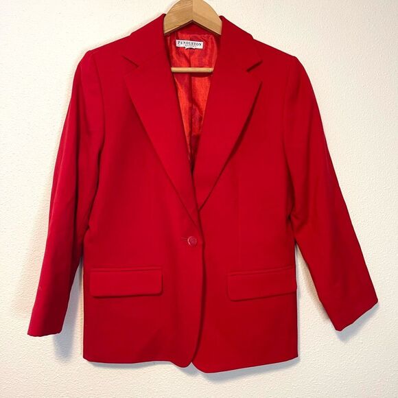Vintage Pendleton Red Wool Blazer Size 10 Petite - Picture 1 of 9